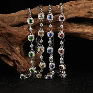 Loveden Natural Birthstone Adjustable Bracelet For Women S925 Sterling Silver with Natural Garnet Diopside Sapphire Bracelet for Women Colorful Gems Fine Jewelry Accessories Gift