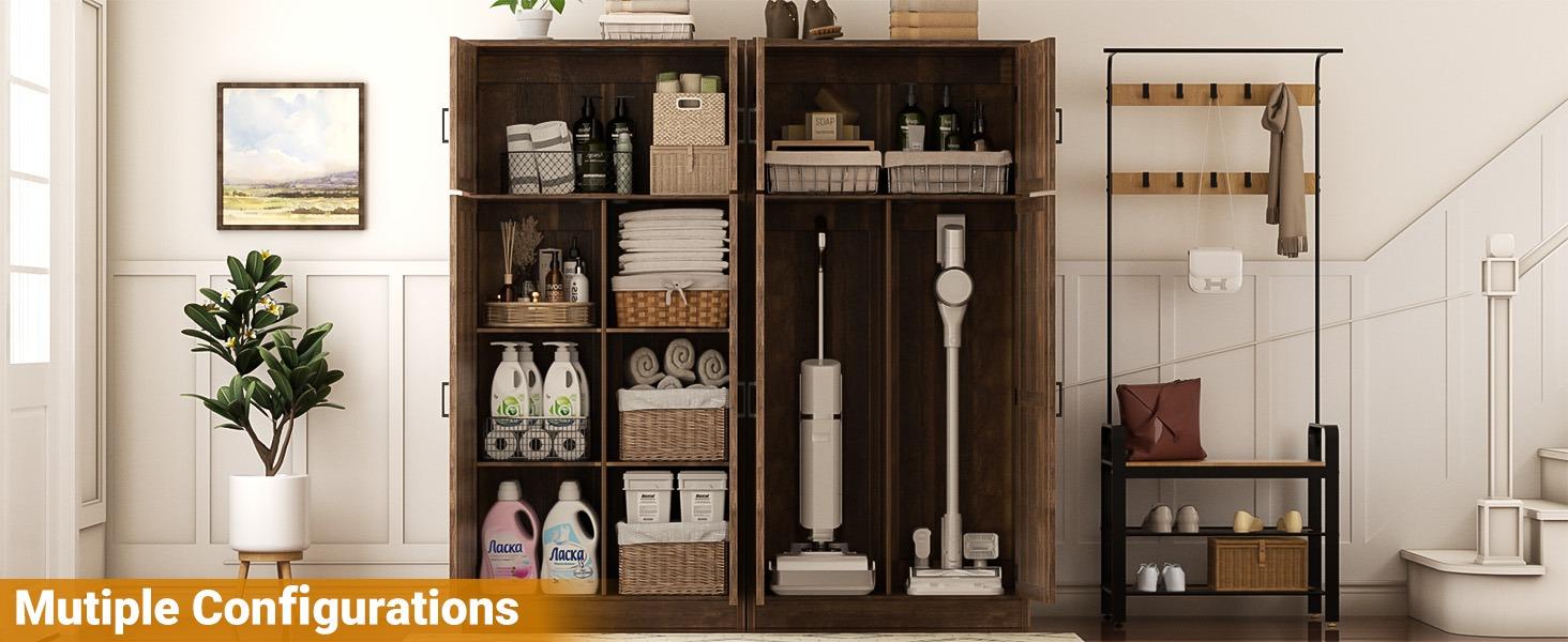 Homieasy 71'' Tall Kitchen Pantry, Farmhouse Storage Cabinet, Freestanding Pantry Cabinets with Barn Doors & Adjustable Shelves, Kitchen Storage Cabinets for Living Room, Dining Room, Bathroom furniture, mothersdaygift