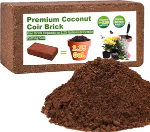 Organic Coco Coir 1 Pcs Compressed Coconut Coir Brick Coconut Fiber Husk Substrate Mulch Coconut Bark Core Growing Medium Peat Moss Soil