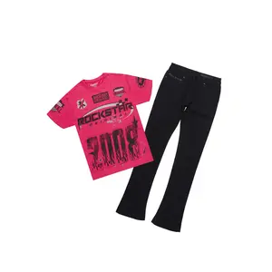 Amos Fuchsia Graphic T-Shirt & Dag Black Jean Bundle