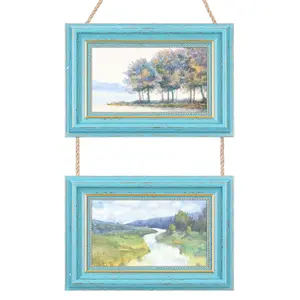 REGALWOVEN Hanging Collage Picture Frames Wall Decor, Photo Rustic Frame with Rope