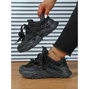 Women's Fashionable Lace Up Platform Sneakers, Casual Comfortable Breathable Low Top Shoes for Daily Wear, Perfect for Students and Outdoor Sports