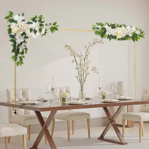 Over The Table Rod Stand With Clamps, Adjustable 28-98 Inch Length And 13-42 Inch Height, Table Arch Stand With Floral Accessories, Gold Balloon Frame For Wedding, Birthday Party, Christmas Decor, Event Centerpiece Display
