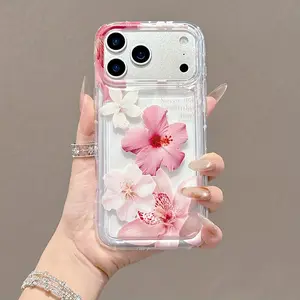 Funda para celular transparente con diseño de pétalo elegante, compatible con iPhone 17, 16, 15, 14, 13, 12 y 11 (incluye modelos Plus, Pro y Pro Max), serie Air; funda blanda ligera, a la moda y resistente a impactos