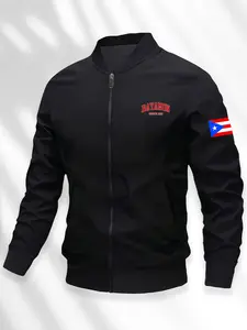 Men's British Flag Jacket, Full Zip Formal Casual Outerwear, Commonwealth Flag, Zipper Pockets, with Gold Design