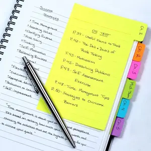 Index Divider Sticky Notes, Tabbed Self-Stick Lined Note Pad, Sticky Tabs, 60 Ruled Notes, Assorted Neon Colors, Random Colors, Office Supplies