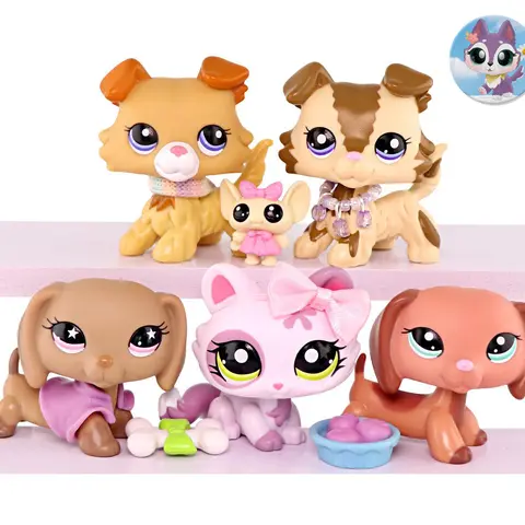 Realistic Plastic Miniature Animal Pack Collectibles Figurine Set Figures (5-9 PCs) - Dachshund, Collie, Great Dane, Cocker Spaniel, Shorthair Cat - 12 Years Above Pretend Play Toys, Birthday & Christmas Gifting
