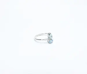 Aquamarine & Moissanite Ring – Sterling Silver .925