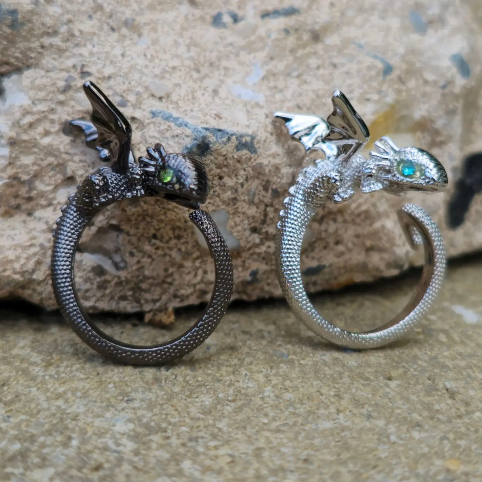 Wyrm's Embrace Ring | Unisex Copper Dragon Ring | Affordable Couples Jewelry | Adjustable Rings | Tension Ring | Knitting Rings | Witchy Jewelry