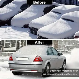 Rear Windshield Snow Cover Ice and Snow Shield with 4 Magnetic Points & 2 Fixing Hooks for Most Cars and SUVs Polyester Roll Up Closure