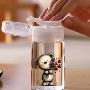 Pink Butterfly Pattern Clear PET Refillable Travel Bottle, Makeup Remover Dispenser, Dispensing Bottle with 3.38oz/6.76oz Portable Pump Dispenser for Nail Polish Remover, Toner and Makeup Remover, Dome Design, Hand Wash Only, Reusable.