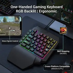 35keys One Handedly Single Hand Mini Gaming Keyboard USB Ultra-slim Wired Backlight Keyboard for Laptop Desktop PC Smartphone