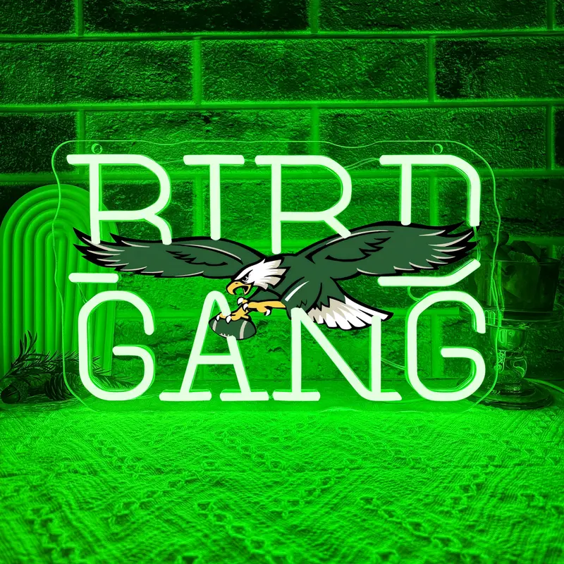 Neon light featuring an eagle print and glowing LED strips arranged in a letter design,football fans gift,Neon bar sign,game room man cave living room wall decor neon, Wall Decorative Light