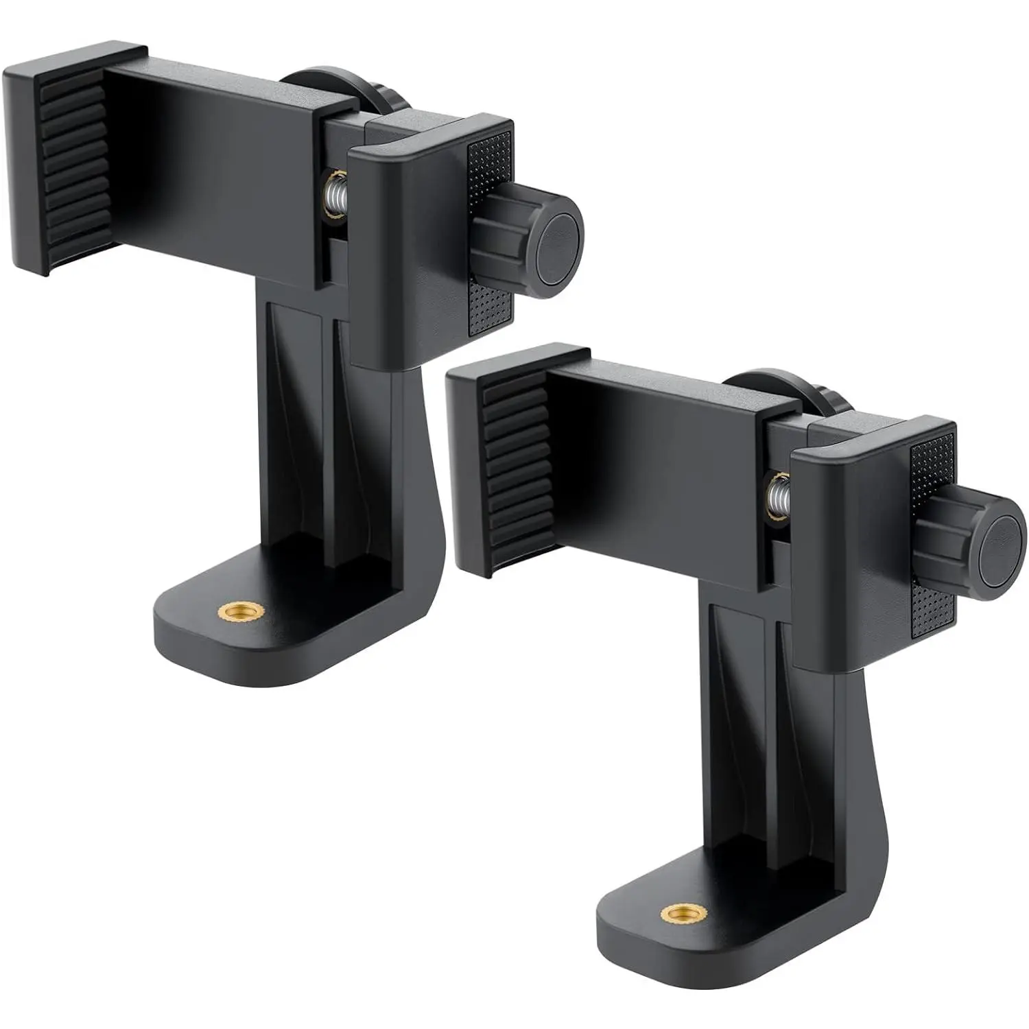 -Mount Smartphone Tripod Adapter Set - Vertical & Horizontal Phone Holder with 1/4" Screw, Adjustable Clip for  & Android, Tripods, Ring Lights & Selfie Sticks (2-Pack)