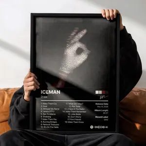 [Unframe] Drake ICEMAN v2 Album Poster, Drizzy Hip Hop Wall Art, Aesthetic Music Bedroom Decor, Modern Album Cover Artwork, Gift for Drake Fans