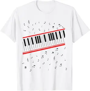 Piano T-Shirt Musical Top Tshirt Streetwear Crewneck Casual Stylish for Music Enthusiasts Comfortable Fit Menswear Man