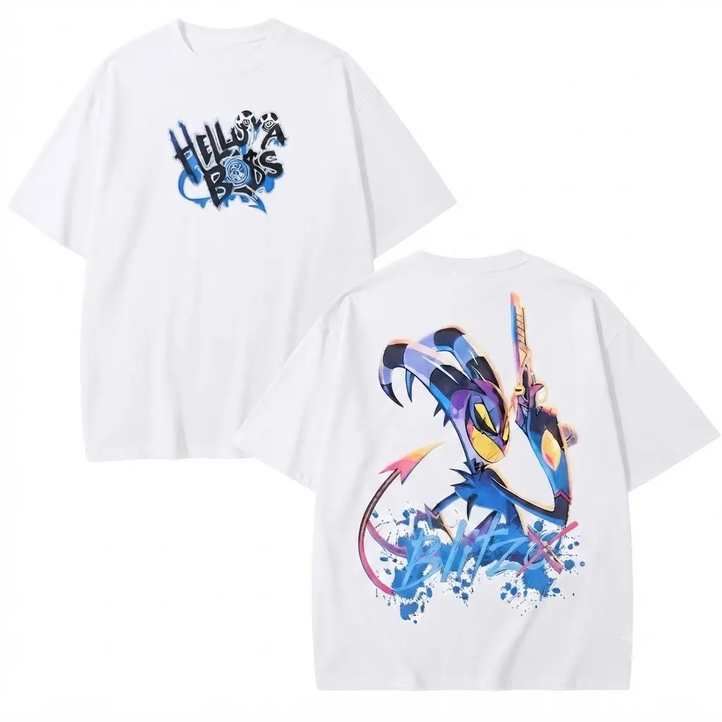 Helluva Boss Blitzo Graphic Tee Indie Animation Oversized Streetwear T-Shirt