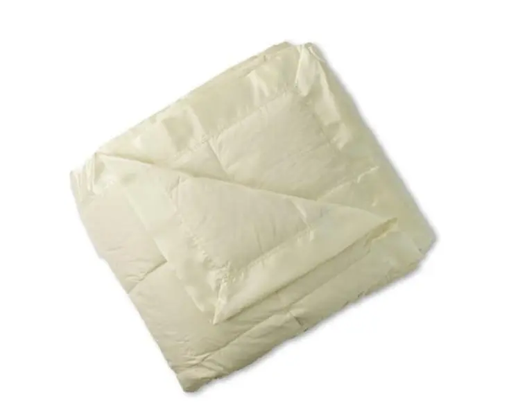 Ecru Solid Twin Cotton Down Blanket with Shell Fabric, 70x96 in, Fill Shift-Free Design, Machine Washable, Sewn-Thru Construction