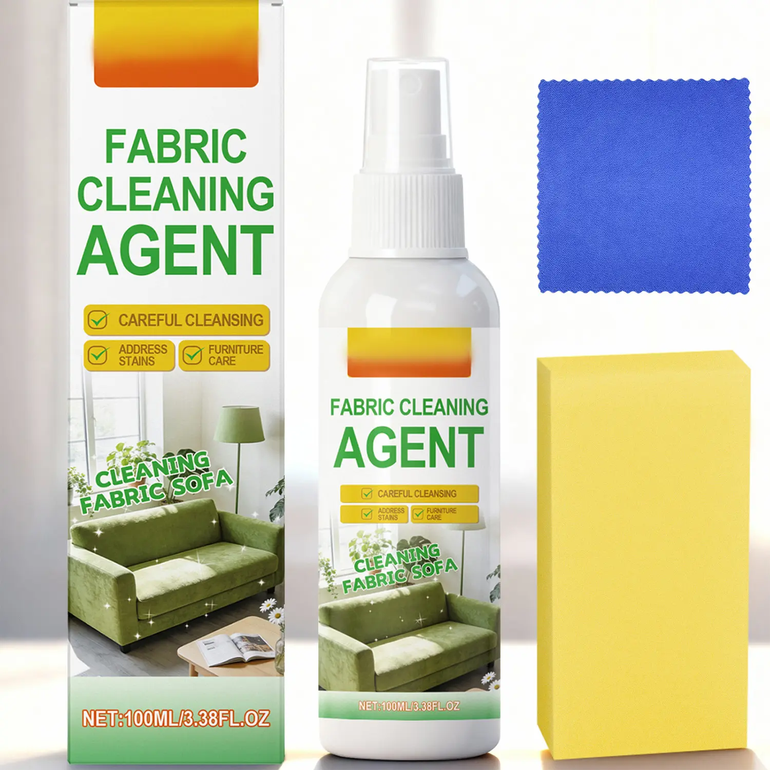 Fabric Cleaner for Sofa Couch Carpet and Curtain No Water Upholstery Cleaning Spray Helps Remove Dirt Stains and Surface Residue Home Care Cleaner