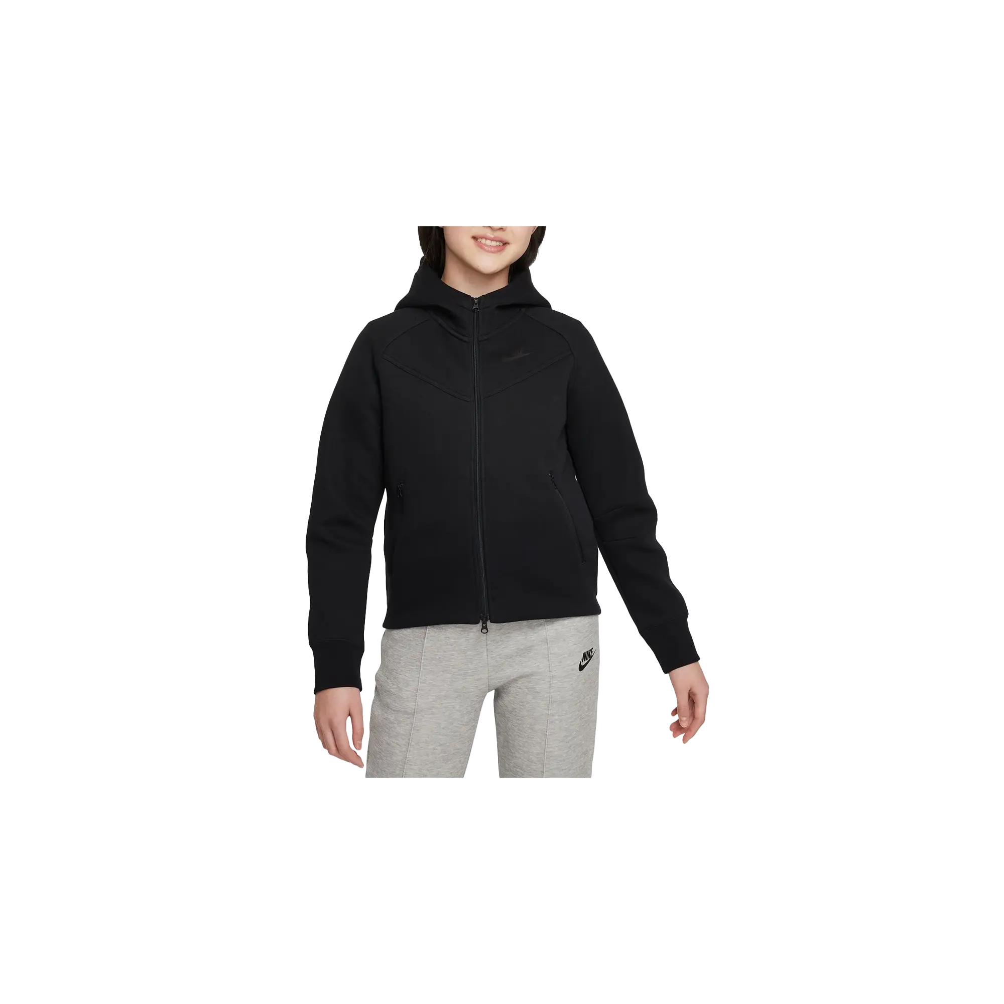 Sportswear Tech Fleece Girls' Full-Zip Hoodie GS "Black / Black / Black" FD2979 010