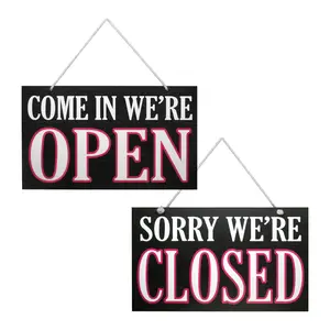 Open Closed Sign, Reversible - Door Hanging, 10 x 6, Made in USA