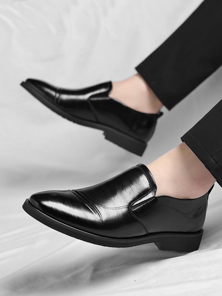 Men’s Classic Faux Leather Slip-On Ankle Dress Loafers - Business Formal Office Footwear with Rubber Sole, Wedge Design, Father’s Day Gift Option, US 10.5 (CN 45, 27.5cm Length)