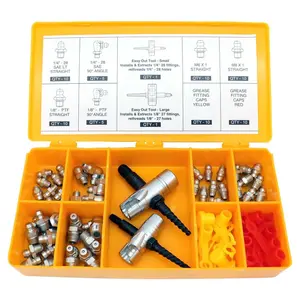 COMPLETE GREASE FITTING REPLACEMENT KIT - SAE AND METRIC ZERKS, MULTI-TOOLS, FITTING CAPS
