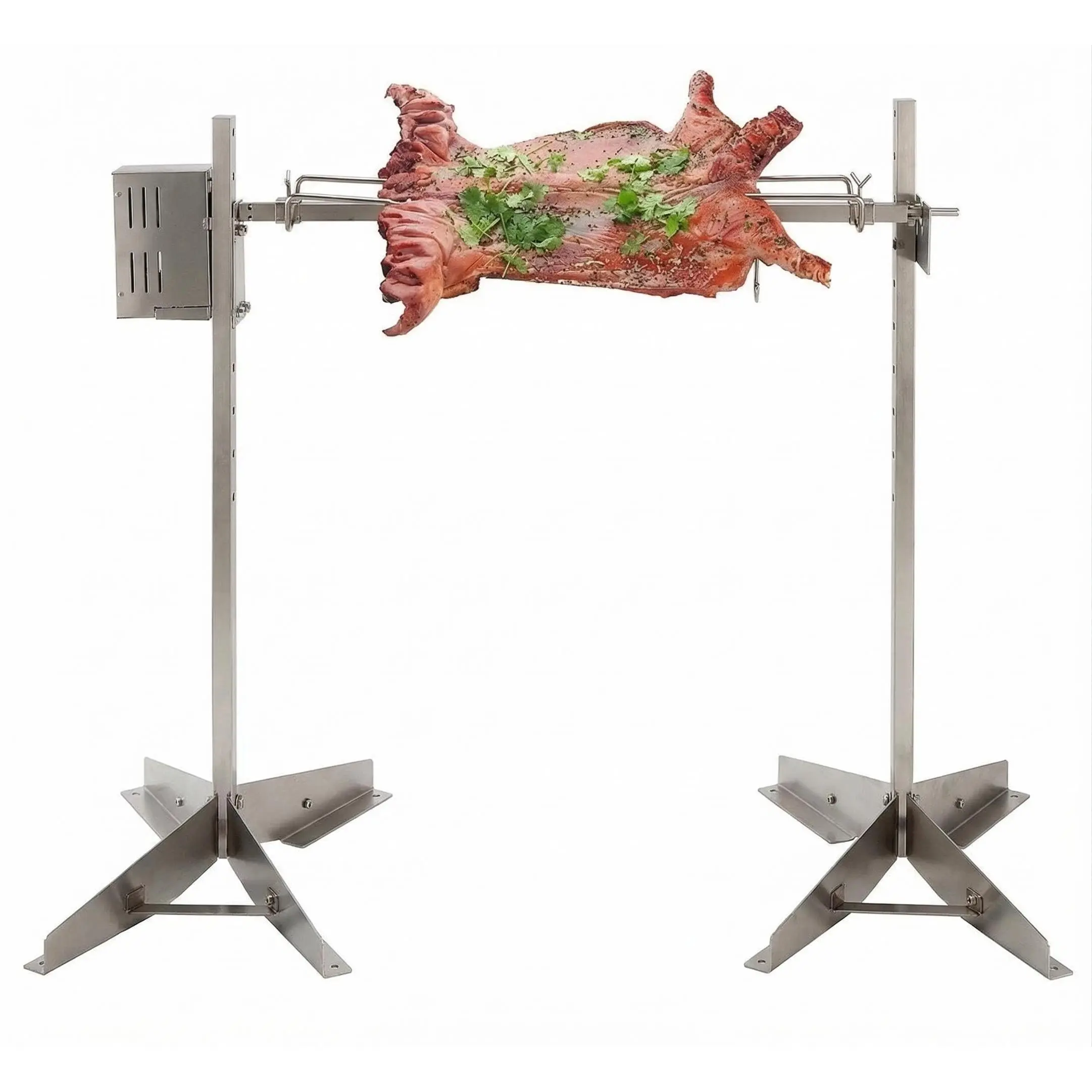 Stainless Steel Rotisserie Grill with Dual 50W Motors, 132LB Charcoal Pig & Lamb Roaster BBQ