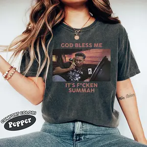 God Bless Me It's F*cken Summah Comfort Colors Shirt, Funny Summer Tee For Party Lovers, Humorous Beach Vibes Graphic Tshirt, Sarcastic Vacation Gift