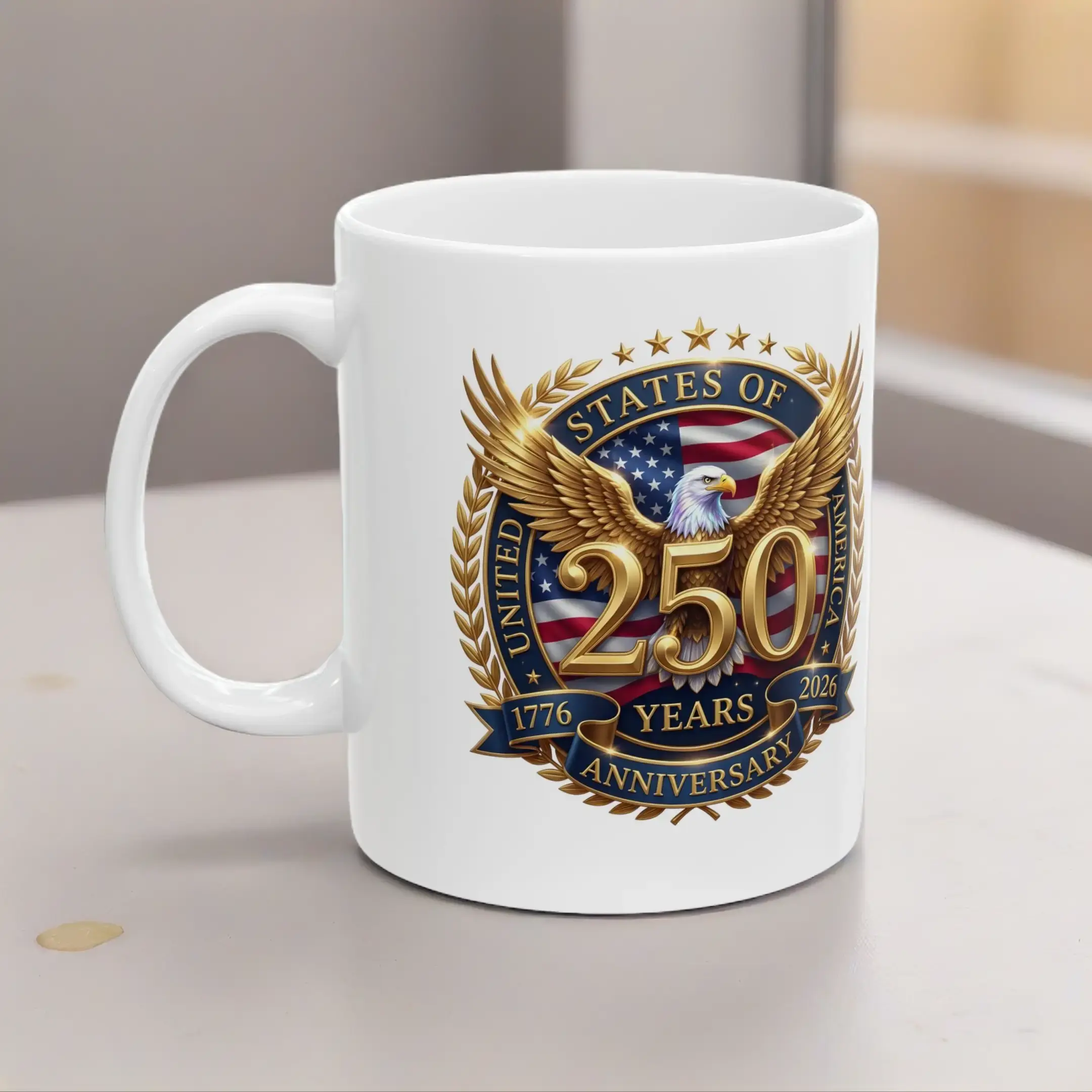 Veteran 20th Anniversary Emblem Ceramic Mug - Patriotic Military Coffee Cup (11oz, 15oz)