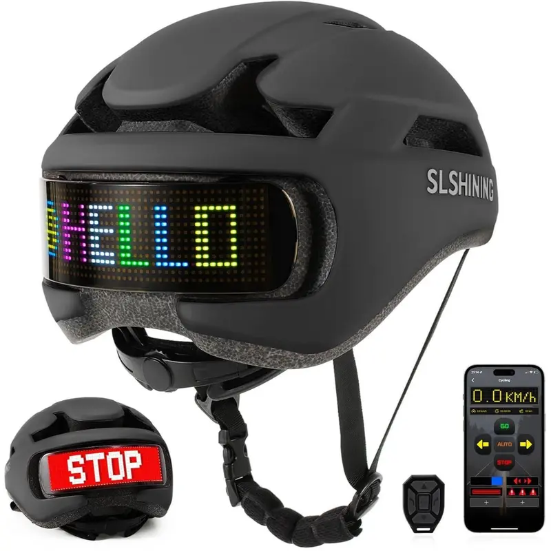 SLSHINING LED Smart Helmet with Remote Control - Programmable Light Display for Nighttime, Role-Playing, and Tech Enthusiasts - Enhanced Visibility & Safety, CPSC & FCC Certified, Adjustable Fit, 1500mAh Battery