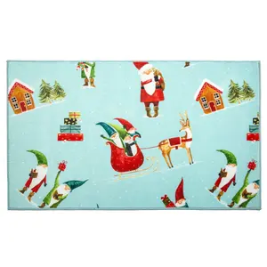 Gnome for the Holidays Mint Rug 20"x34"