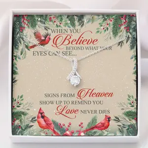 Girlfriend Necklace, When You Believe Beyond What Your Eyes “ Cardinal Memories Necklace Gifts, romantic gift, engagement present, meaningful jewelry, LED gift box, anniversary surprise