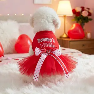 Mommy's Little Lover Lace Dress, Pet Dog Cat Kittens Clothes, Teddy Bichon Pomeranian Yorkie Small Dogs Wearable, Stylish & Comfortable, Costume