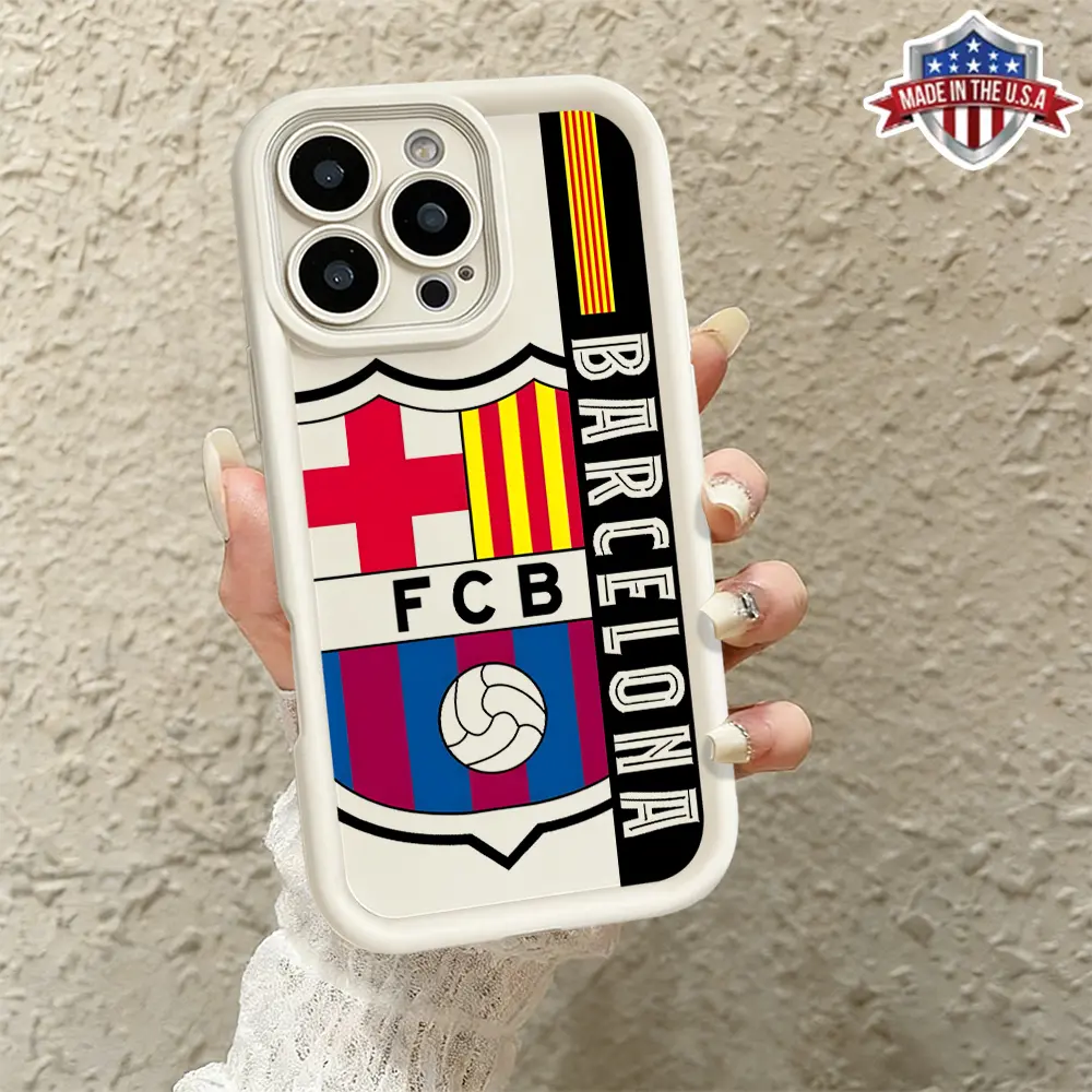 Barcelona Football Logo Pattern TPU Phone Case for iPhone 17,16,15,14 Pro  Max,13,12,11,XR,XS Plus,Air - Slim,Stylish,Aesthetic,Silicone  TPU,Multi-Model,Long-Lasting,Shockproof,Anti-Drop,Protective,Raised Edges  Cover Cellphone Smartphone Protector ...