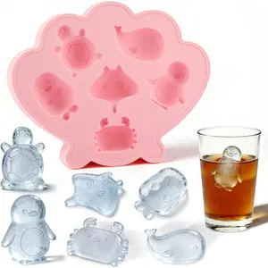 Tray Shell   Trays with Cute Marine Life Shapes Cubes Easy to Release  for Freezer , Kitchen, Drinks, , Coffee,  Mold ()