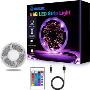 20ft LED Strip Lights Color Changing Mood lamp USB 5V Operated RGB 5050 LED Tape Lights Bedroom, Kitchen Cabinet Light with IR Remote Controller and Dimmable
