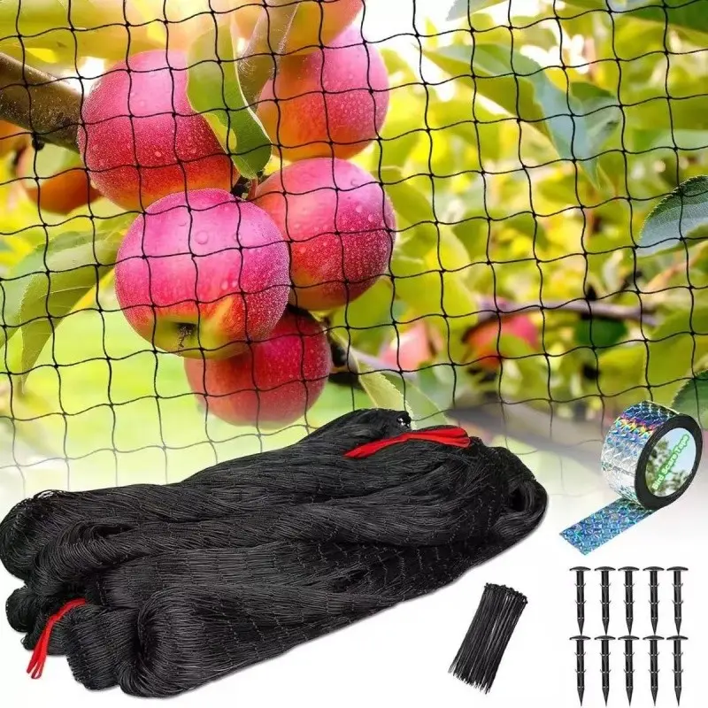 Bird Netting, 7.5x15m/15x15m, Durable Nylon Mesh, Includes Stakes & Straps, Reusable Garden Protection, Pest Control