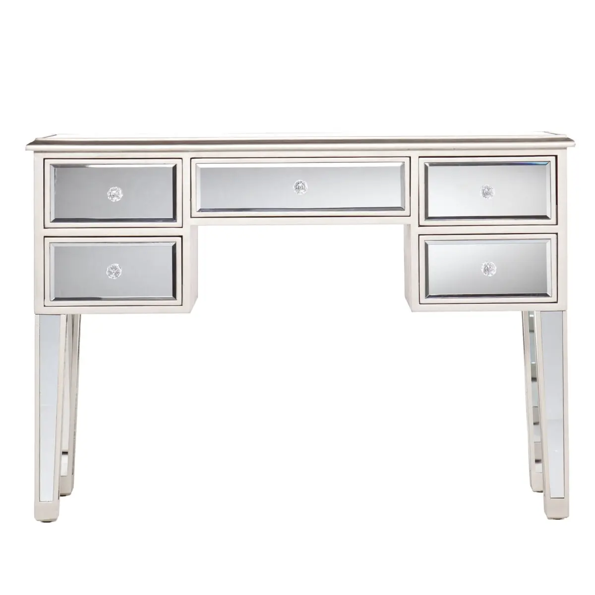 360 stand 43 in. Silver Mirrored Glass Console Table with Storage, Glass Tabletop, Modern Accent Table, Modern Accent Tables