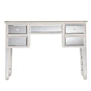 360 stand 43 in. Silver Mirrored Glass Console Table with Storage, Glass Tabletop, Modern Accent Table, Modern Accent Tables