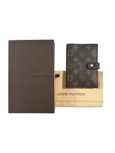 Pre-owned Louis Vuitton leather Small Leather Goods Monogram Agenda PM with Box and Dustbag
