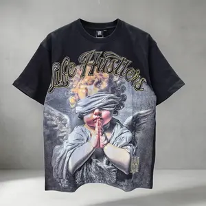 Masked Angel Shooting Arrows Diamond Cotton Short Sleeve T-shirts for Men and Women Crew Neck Loose Summer T-shirt Oversized Tees Streetwear Graphic Tee Trendy Casual Unisex Hip Hop Cool Fashion Summer Style Edgy Urban Vibes