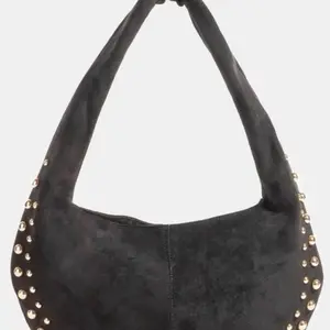Fame Metallic Studded Faux Suede Hand Bag with Gold Studs and Soft Texture for Everyday Use