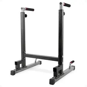 Steel Frame Dip Station with Adjustable Height, 500 Pound Weight Capacity – Upper Body Workout Home Gym Equipment for Triceps, Push & Pull Ups, Leg Raises, and Bench Press