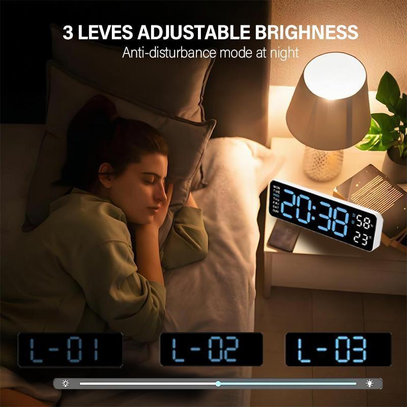 LED Digital Alarm Clock with Dual Alarm, Digital WallClock for Home Bedroom & Office, 10"Large Display12/24H Desk Clock with Temperature/Humidity/Week/Adjustable Dimmer, Minimalist Clock Lights Set, NewYear's Day Decorations, Valentine's Day Gifts