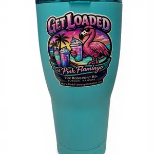 Pink Flamingo 30oz Teal Tumbler