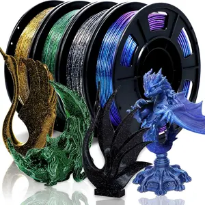Pla Filament Multi-Color Glitter Sample Pack, Shiny Galaxy Silk Pla 1.75mm for 3D Printers, Glow-In-The-Dark Laser Series, 250g X 4 Reels