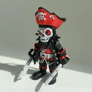 3D Printed Pirate Skull Keychain – Unique Gothic Gift for Men & Women, Cool Carabiner Accessory for Backpacks & Keys