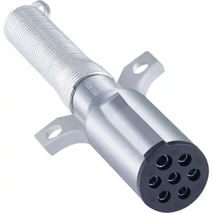 car stuff7 Way Replacement Plug, 7-Pin Trailer Connector, Heavy Duty Die Cast Plug Assembly - with Spring Guard, 7 Way Plug Adapter for Semi Truck Tractor