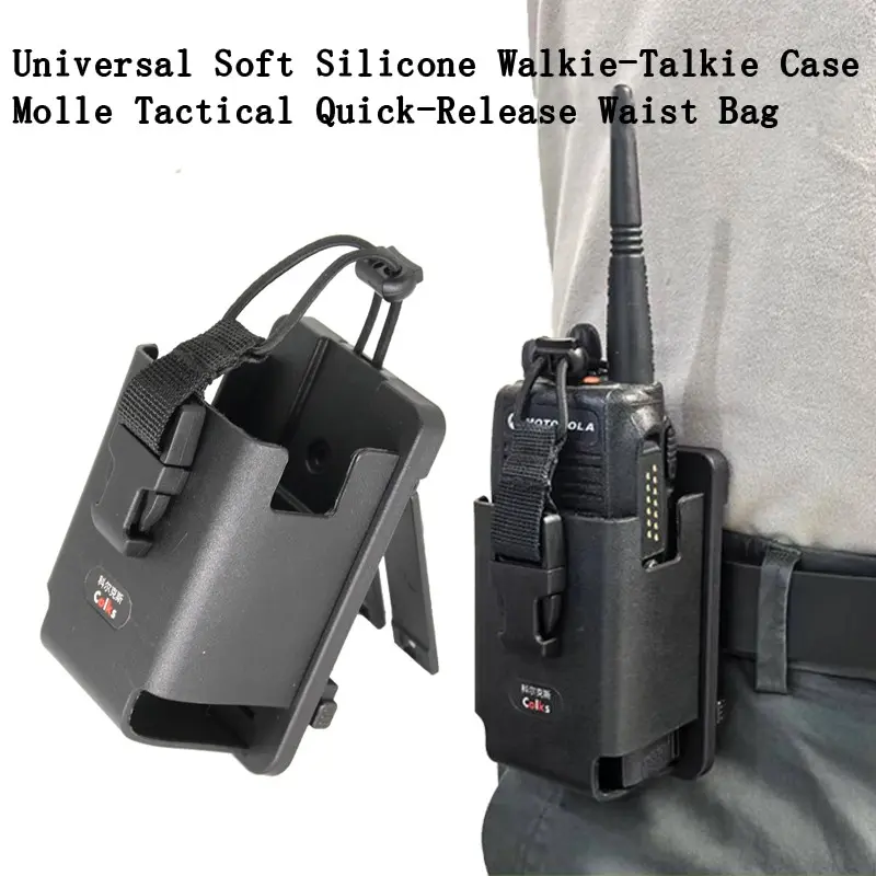 Large Belt Soft Gel Protective Case, Molle Tactical Quick-Release Waist Holder, Universal Motorola iRadio Handheld Radio Protection Cover,Molle Tactical Quick-Release Waist Bag,Molle Quick-Release Belt Bracket, Universal Fit